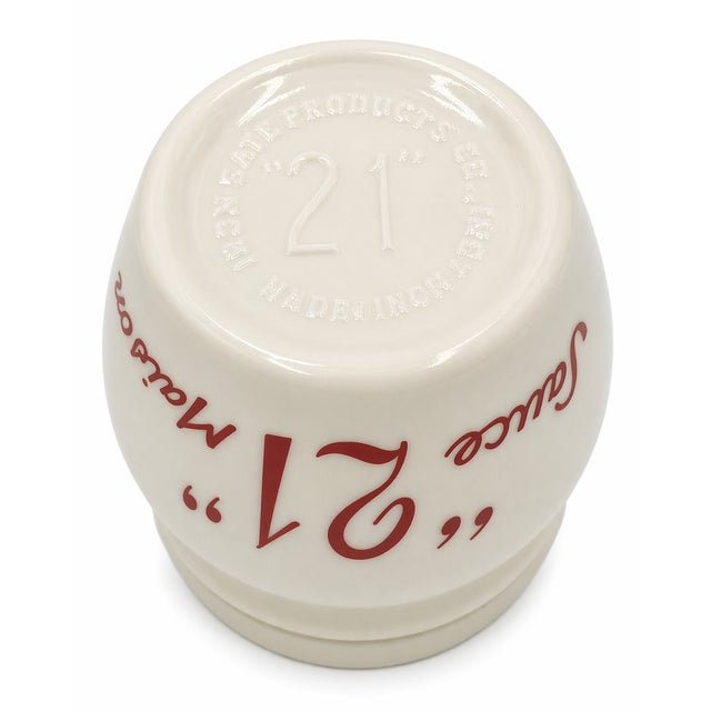 Glass Vintage the 21 Club Nyc Restaurant Condiment Jar Sauce Maison Glass New York For Sale - Image 7 of 11