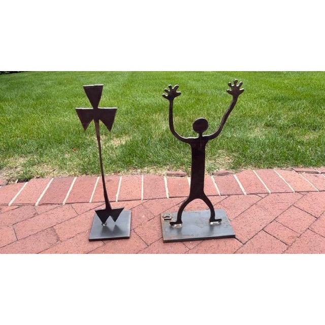 Pair of Brutalist Welded Steel Figural Sculptures, American, Circa 1970s For Sale - Image 9 of 9