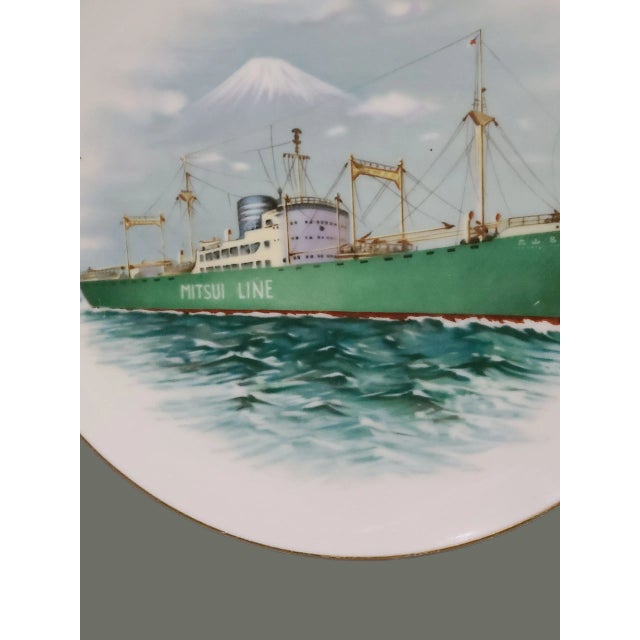 Noritake Vintage Japanese Noritake Porcelain Painted Ship Mitsui Line Decorative Plate For Sale - Image 4 of 9