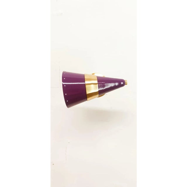 Purple & Gold Adjustable Sconce, in Very Good conditions. Designed 1970 to 1979 Up to 250V (Europe/UK Standard).The wiring...
