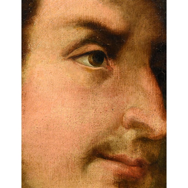 Follower of Tiziano Vecellio, Portraits of Julius Caesar & Octavian, 1700, Oil on Canvases, Framed, Set of 2 For Sale - Image 8 of 18