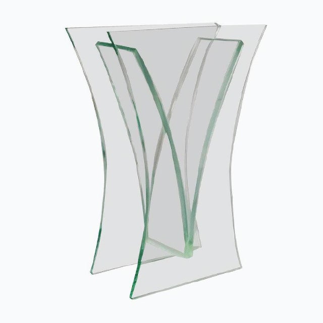 Italian Aquamarine Crystal Vase, 1960s For Sale - Image 6 of 6