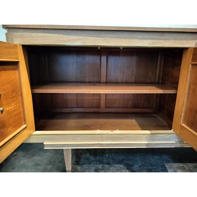 Wood French Four Door Cerused Oak and Brass Sideboard Circa 1940s For Sale - Image 7 of 11