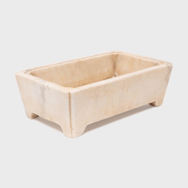 Chinese Late 20th Century Chinese White Marble Footed Basin For Sale - Image 3 of 6