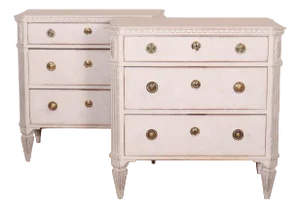 Swedish Painted Commodes, Set of 2