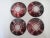 Darling set of 4 vintage Bohemian ruby red plates. Red crystal with clear cut daisy design. Each measures approximately 6...