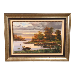 Salvador Caballero Tarde De Pesca Landscape Oil Painting