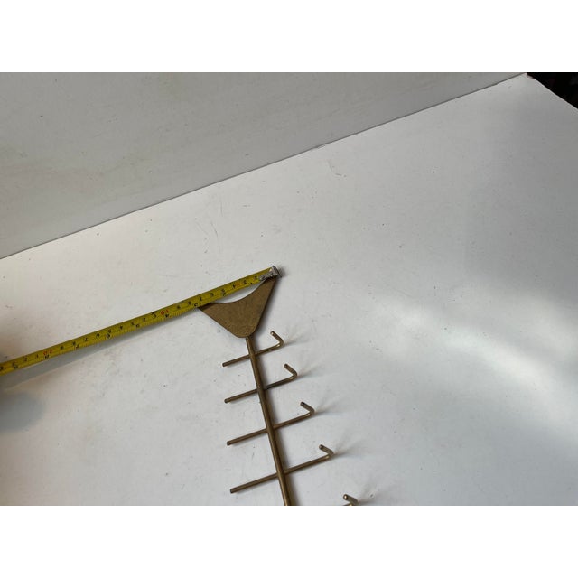 Metal Vintage Brass Fish Skeleton Key Hanger in the style of Walter Bosse, 1960s For Sale - Image 7 of 9