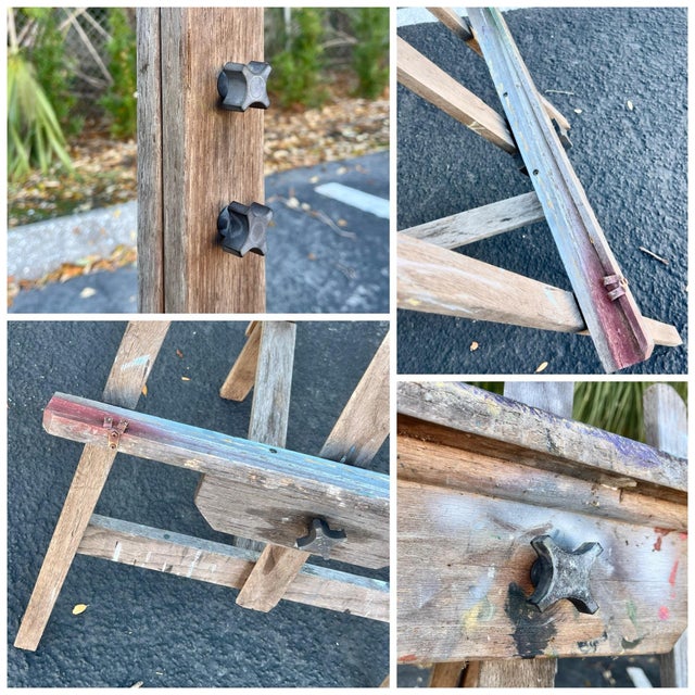 Antique Wood Easel Fully Adjustable | in a Mid Century Style For Sale - Image 10 of 12