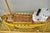 Large 48" Vintage Wooden Fishing Vessel Model Ship Yellow Hull South Korean Flag For Sale - Image 14 of 18