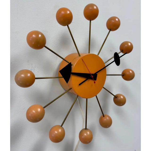 Mid-Century Modern Rare Mid Century Modern George Nelson Orange Ball Clock Model 4755 For Sale - Image 3 of 10