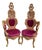 1970s Italian Baroque Gold Beech Red Velvet Chairs 2 PCS For Sale