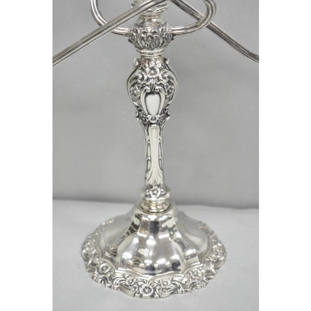Vintage International Silver Co Countess Silver Plated 3 Arm Candelabra - Pair For Sale In Philadelphia - Image 6 of 17