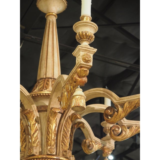 Large Early 1900s Painted and Gilded Wooden Chandelier From Italy, 72.5 X 49 In For Sale - Image 17 of 18