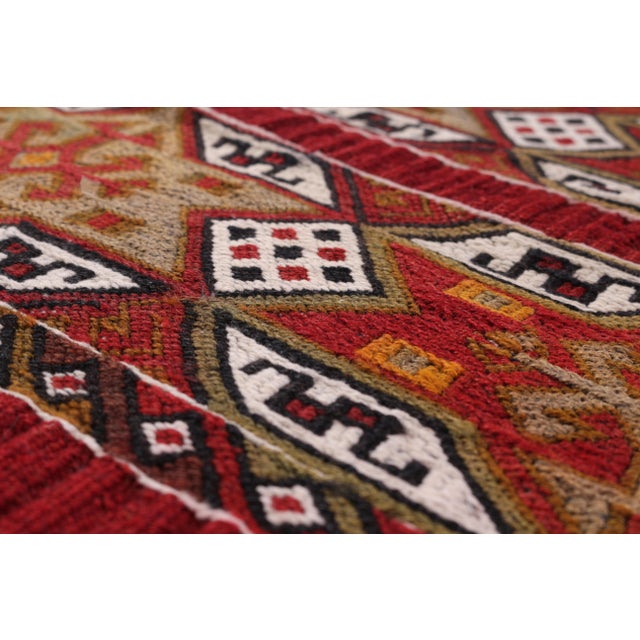 1900 - 1909 Antique Kurdish Rug Gold Red Striped Geometric Pattern For Sale - Image 5 of 8