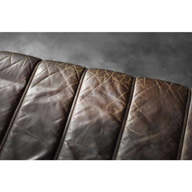 Vintage Mid-Century Modern Danish Brown Leather 3-Seater Sofa, 1970s For Sale - Image 10 of 18