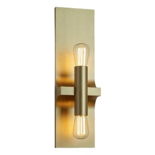 Contemporary Tekna Walcott Twin Wall Light With Sateen Brass Finish For Sale