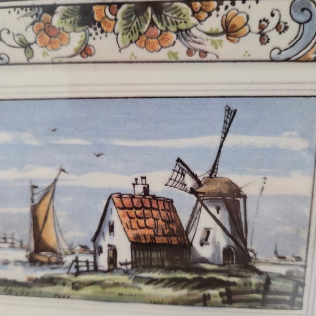 Westraven Delft Hand-Painted Dutch Landscape Plaque in Black Frame, Art 24-102 For Sale In Dallas - Image 6 of 9