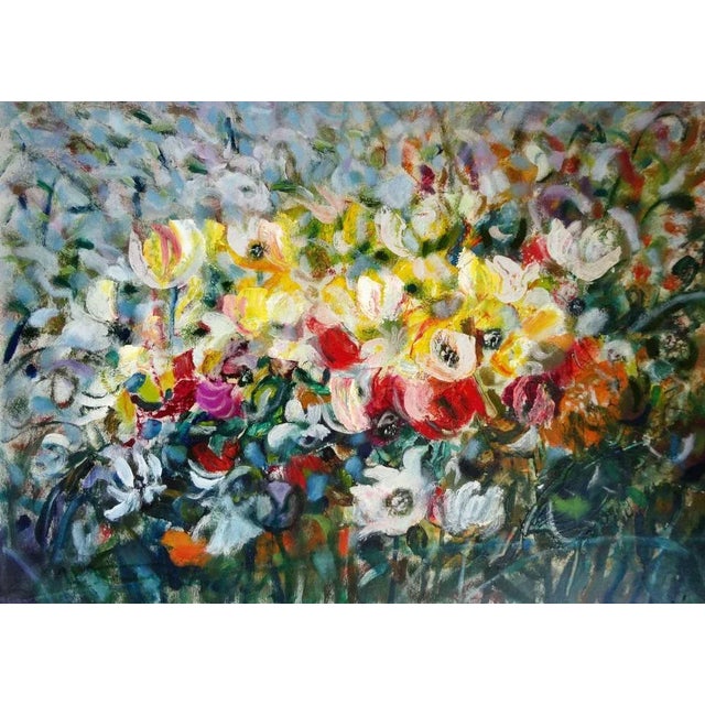 Modern Uldis Krauze, Flower Garden, 2020, Oil on Cardboard For Sale - Image 3 of 3