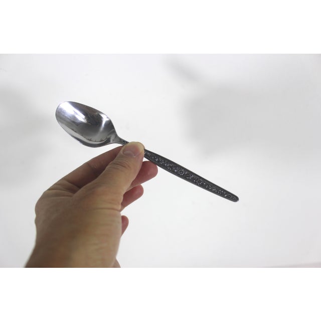 Metal Vintage Mid Century Modern Stainless Steel Tea or Dessert Spoon - Set of 6 For Sale - Image 7 of 7