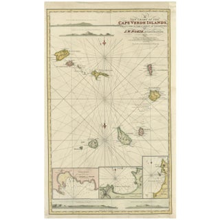 Nautical Chart of Cape Verde Islands by J. W. Norie, 1824 For Sale