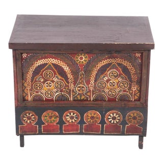 Mid 19th Century Moroccan Painted Wooden Chest For Sale