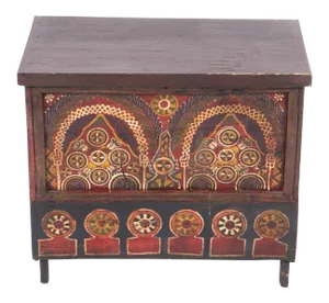 Mid 19th Century Moroccan Painted Wooden Chest