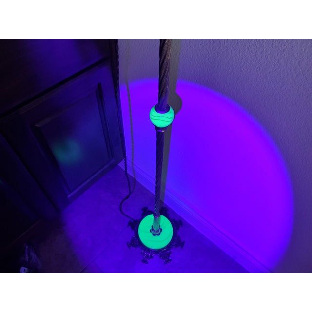 Antique Art Deco Uranium Slag Glass Bridge Arm Floor Lamp - 1920s For Sale - Image 4 of 13