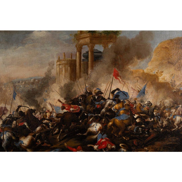 Baroque Antonio Calza, Battle Scene, 1600s, Oil Painting, Framed For Sale - Image 3 of 5