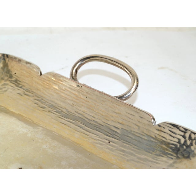 Silver 1970s Serving Tray Handles Silver Plated Hammered Steel Mid-Century Modern For Sale - Image 8 of 13