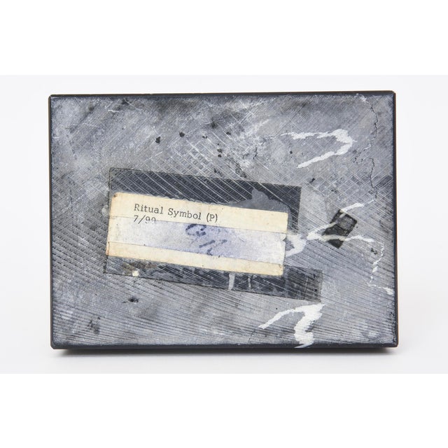 Vintage Abstract Steel Cubist Sculpture on Black Veined Marble Base, 1990 For Sale - Image 11 of 12