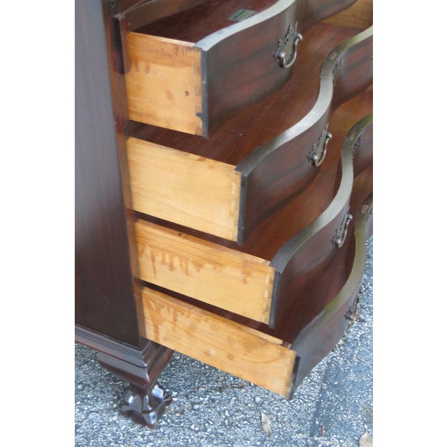 1940s Prays Furniture 1940s Ball and Claw Feet Serpentine Mahogany Secretary Desk 6254 For Sale - Image 5 of 18