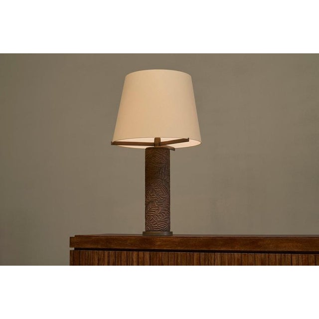 Table Lamp in Bronze by Antoine Callebaut for Jules Wabbes, Belgium, 1970s For Sale - Image 9 of 15