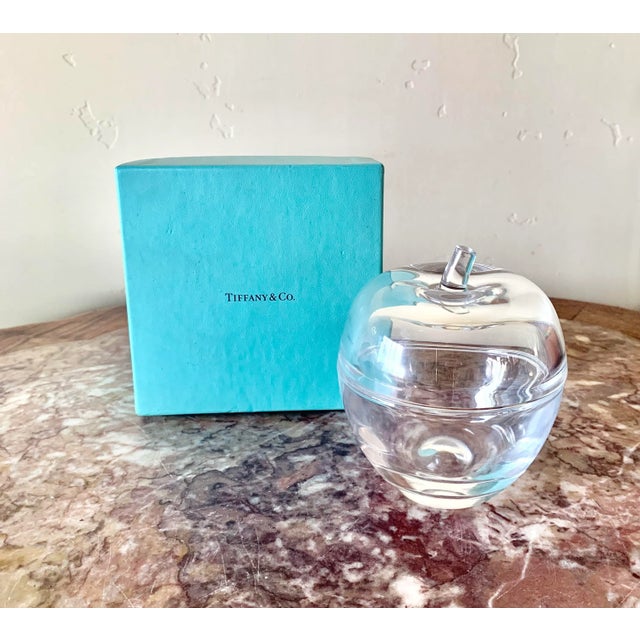 Tiffany & Co Vintage Crystal Apple Candy Dish in Original Box For Sale - Image 9 of 9