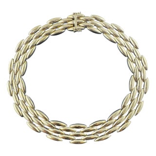 Late 20th Century Cartier 18k Yellow Gold Gentiane Rice Link 5 Row Necklace For Sale