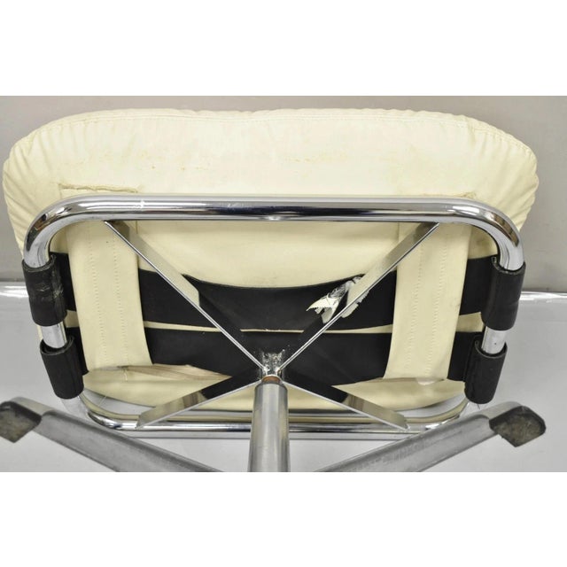 Vintage Directional Mid Century Modern Tubular Aluminum Base Swivel Ottoman For Sale - Image 12 of 12