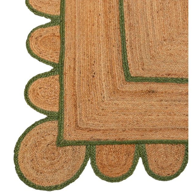 2'x3' Olive Green Scallop Jute Hand Made Rug Chairish