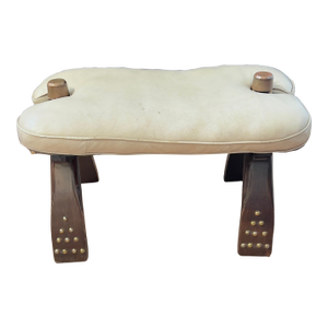 Mid 20th C. Camel Saddle Stool With Reversible Cushion and Original Bell