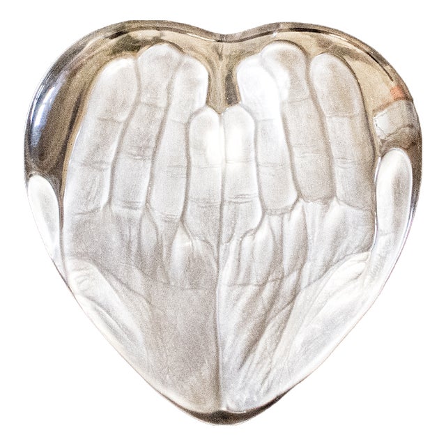 Crystal Sculpture of Heart Supported by Hands by Tony Morgan for Daum, 1970s For Sale