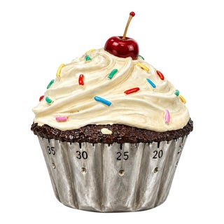 Vintage Boston Warehouse Cupcake Kitchen Timer | Cherry & Sprinkles | Retro For Sale