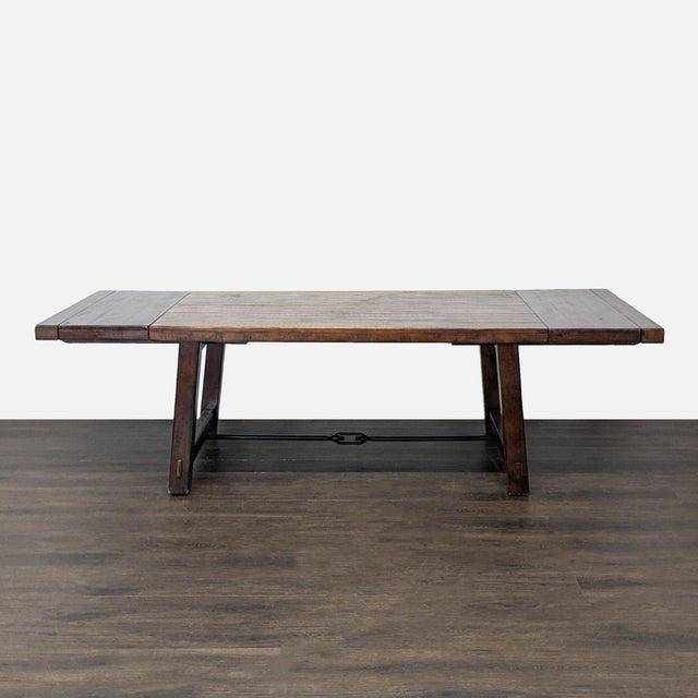 Brown Pottery Barn Benchwright Rustic Wood Extendable Dining Table With 4 Wynn Chairs For Sale - Image 8 of 14