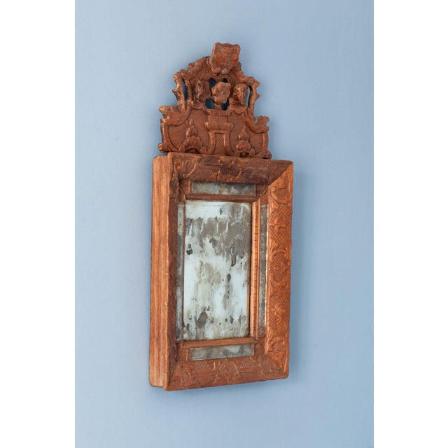 Early 18th Century French Regency Carved Wood Crested Mirror For Sale - Image 8 of 10