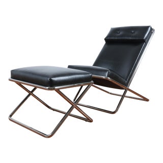Ward Bennet Style Chrome and Leather Lounge Chair For Sale