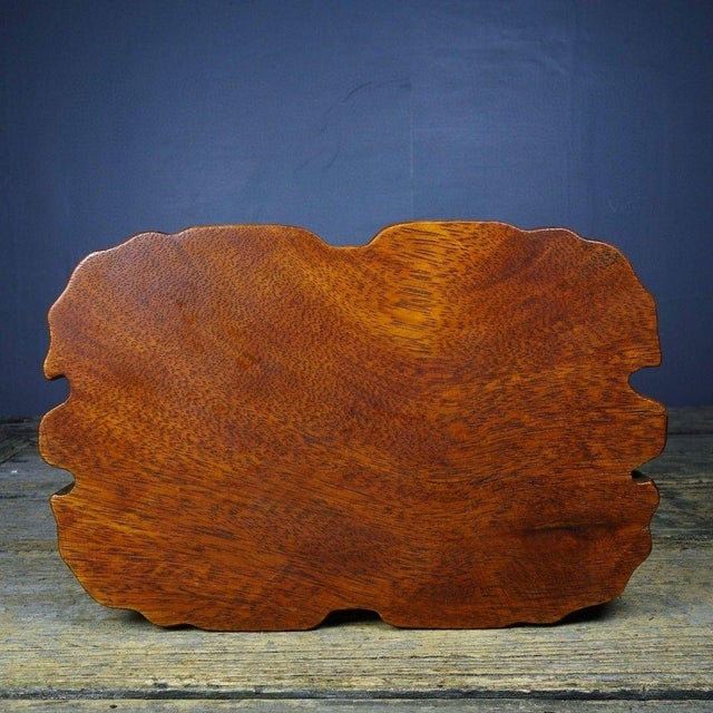 Vintage Rosewood Tea Tray With Mother-of-Pearl Lion Inlay For Sale In Los Angeles - Image 6 of 8