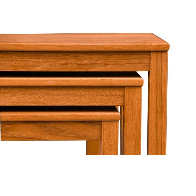 Wood 1970s Danish Mid Century Modern Teak Nesting Tables - Set of 3 For Sale - Image 7 of 11