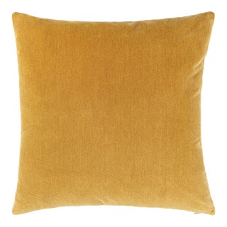 Scalamandre 22" x 22" Tudor Velvet Pillow in Brass For Sale