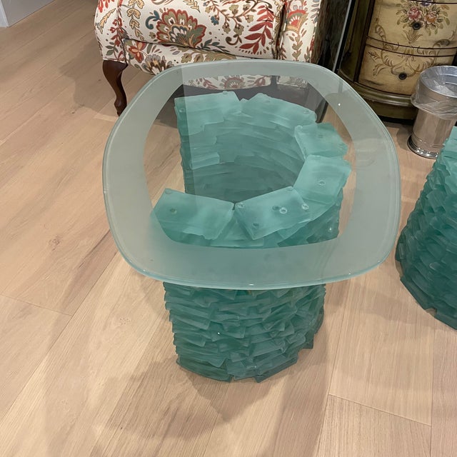 Contemporary 1980s Murano Stacked Glass Side Table For Sale - Image 3 of 6