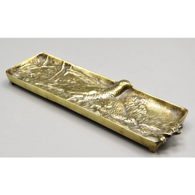 Late 19th Century Antique French Gilded Bronze Pen Tray With Pheasants For Sale - Image 5 of 8