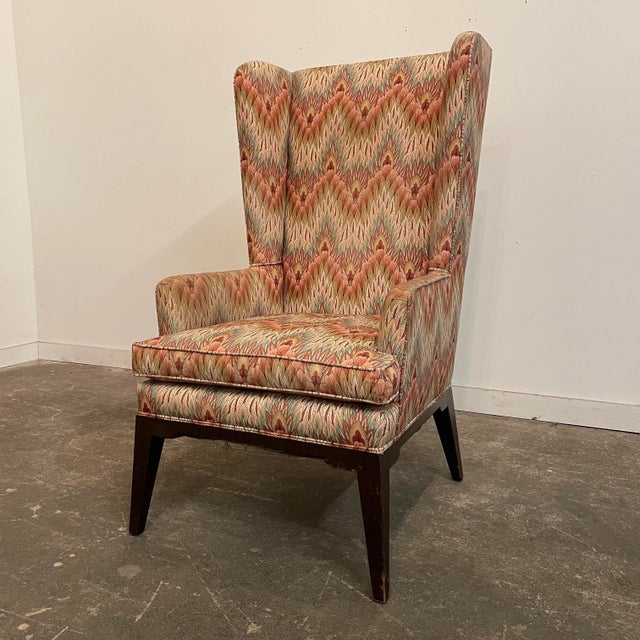 Mid Century Modern Tommi Parzinger Attributed Tall Wingback Chair For Sale - Image 11 of 11
