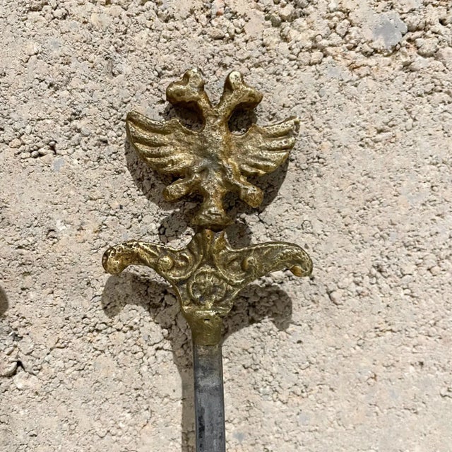 Vintage Bbq Skewers in Steel With Solid Brass Handles- Set of 5 For Sale - Image 4 of 12